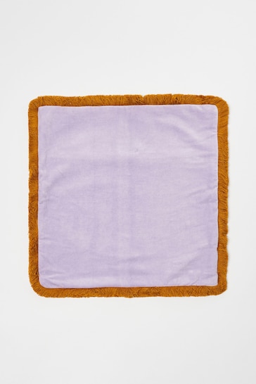 Oliver Bonas Purple Issey Fringed Purple Velvet Cushion Cover