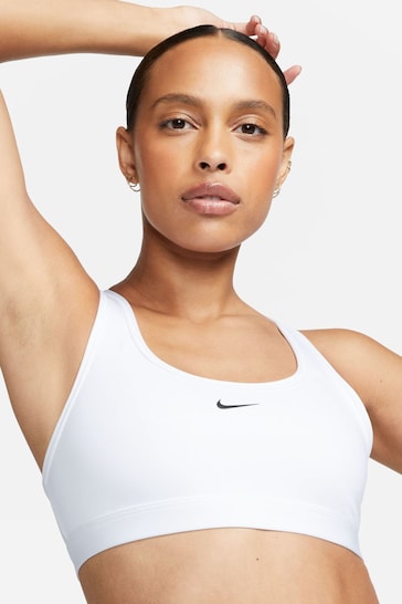 Buy Nike White Swoosh Light-Support Sports Bra from the Next UK online shop