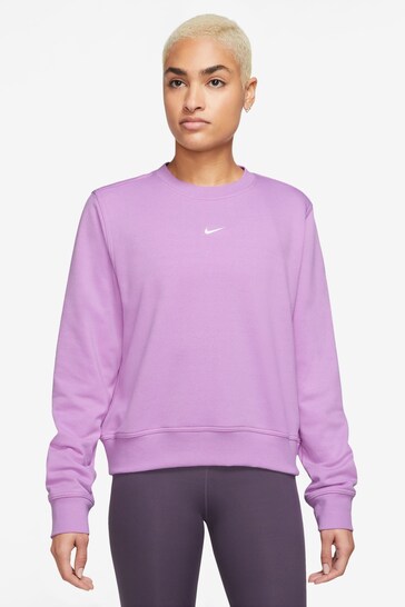 Nike Purple Dri-FIT One Long-Sleeved Crew-Neck Top