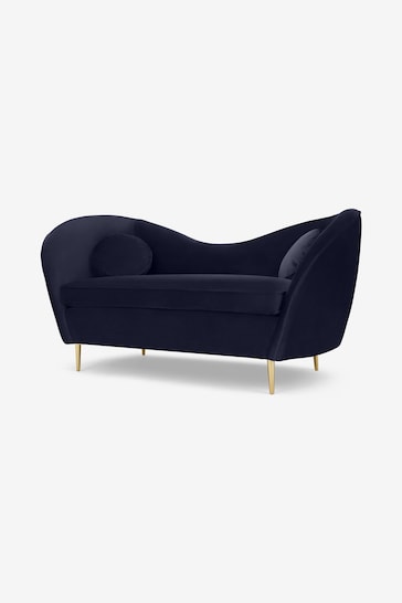 MADE.COM Modern Velvet Midnight Blue Kooper 2 Seater Sofa