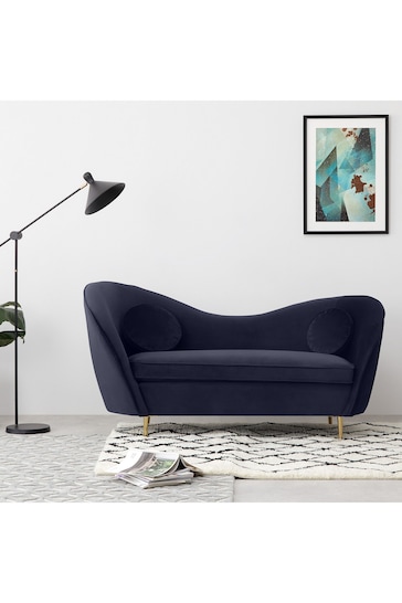 MADE.COM Modern Velvet Midnight Blue Kooper 2 Seater Sofa