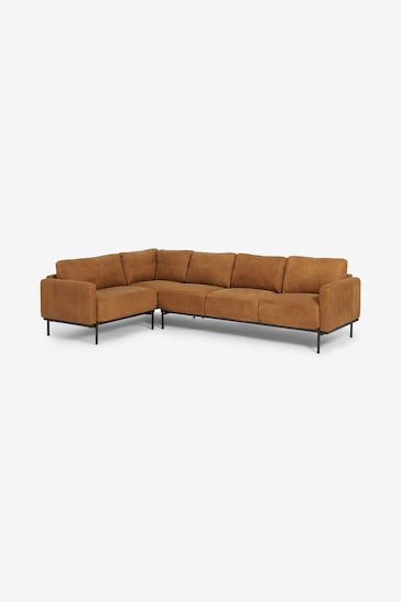 MADE.COM Tan Brown Jarrod Leather Left Hand Facing Corner Sofa