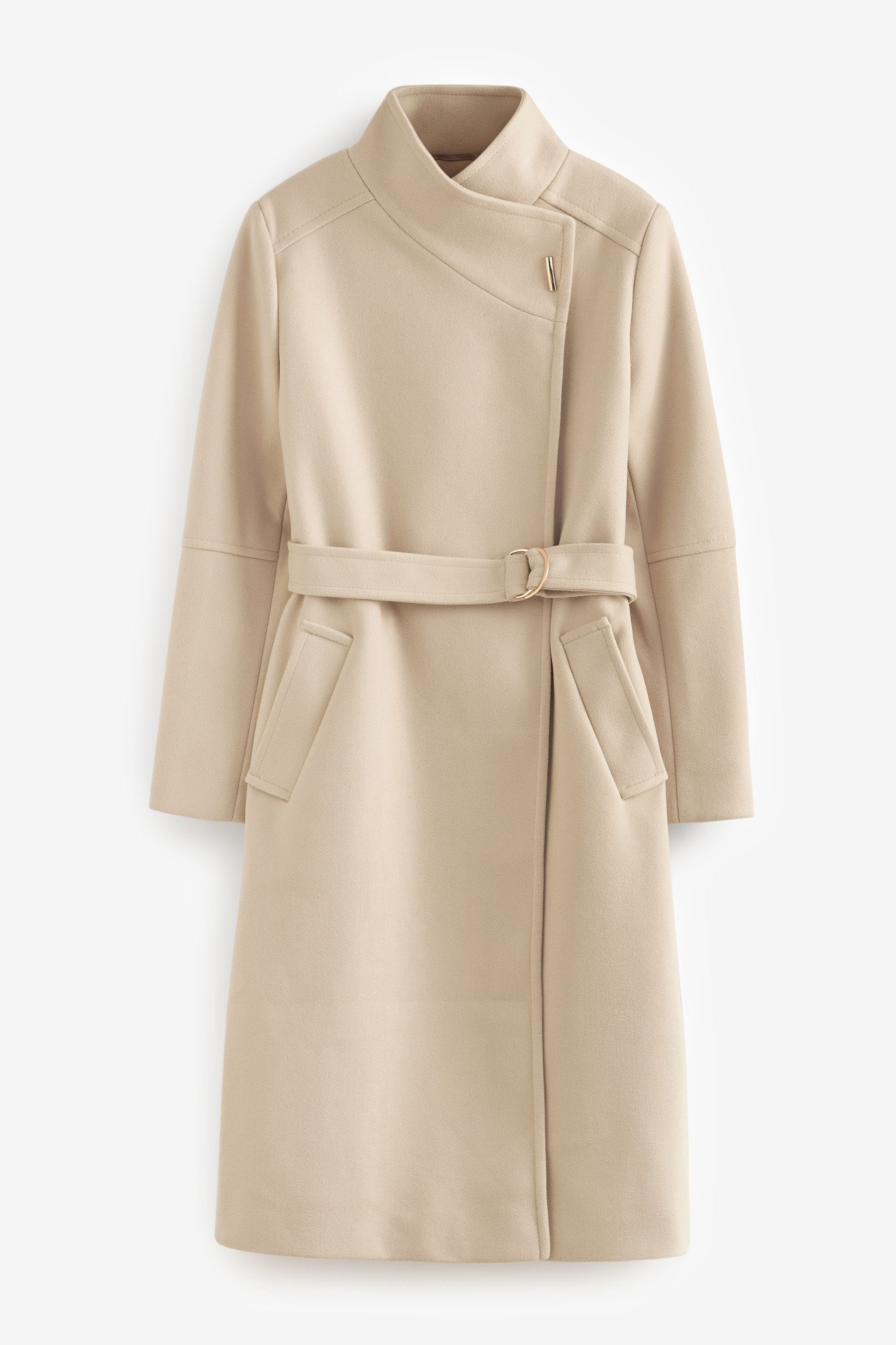 White Funnel Neck Coat