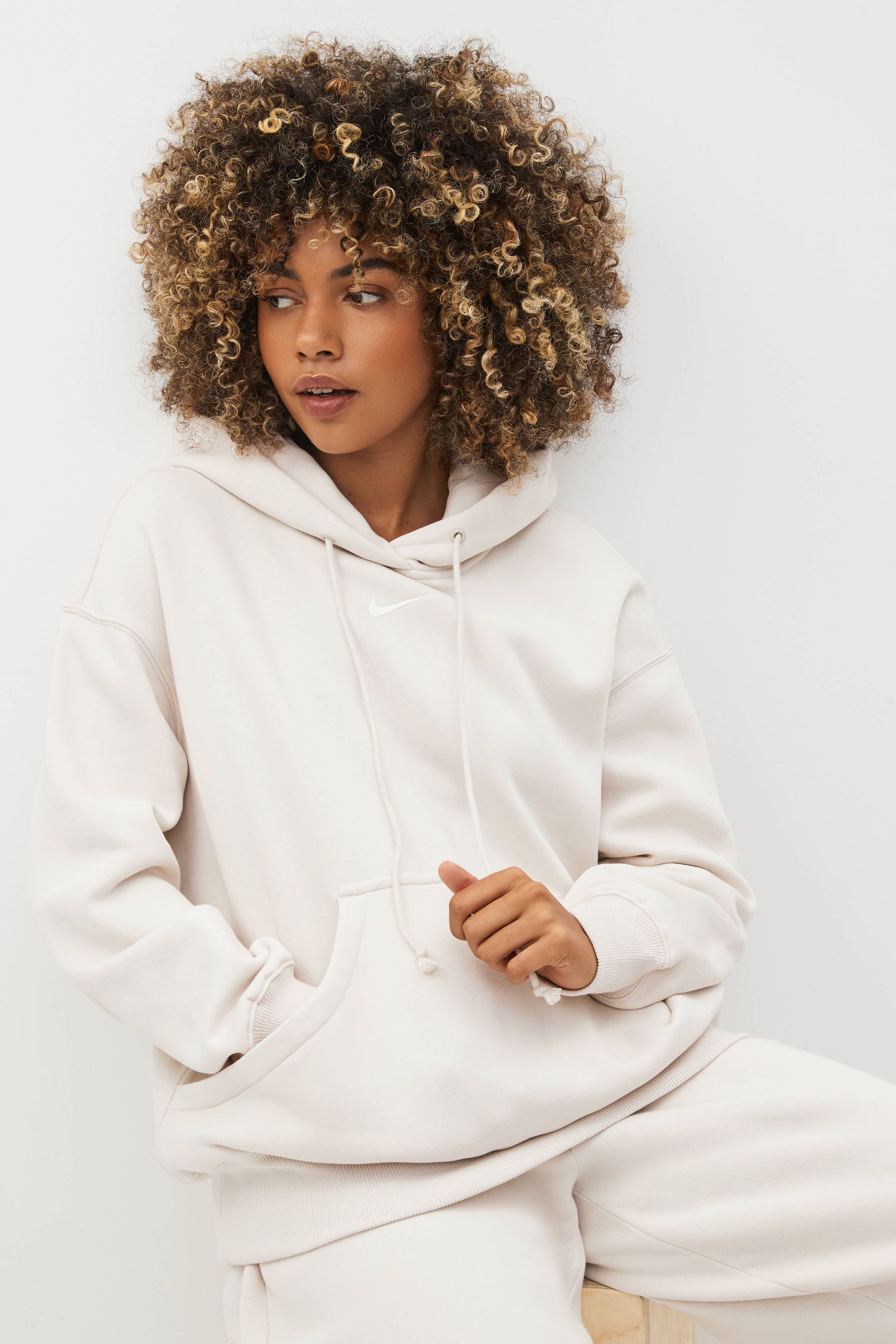 Nike Ivory Oversized Mini Swoosh Hoodie