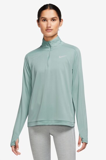 Nike Green Dri FIT Pacer Half Zip Pullover Top