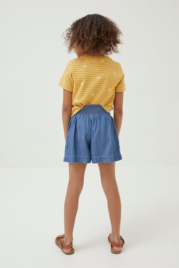 FatFace Blue Embroidered Chambray Flippy Shorts