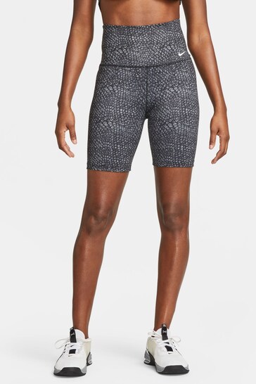 Nike Black One Dri-FIT Mid-Rise 7" All-Over-Print Shorts