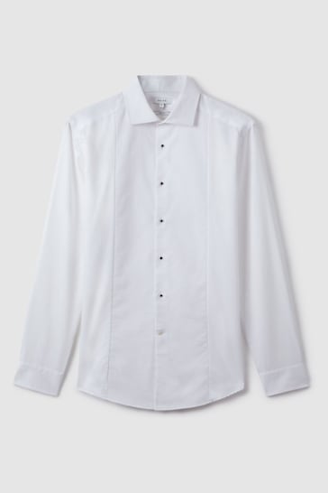 Reiss White Marcel Slim Fit Cotton Marcella Tuxedo Shirt