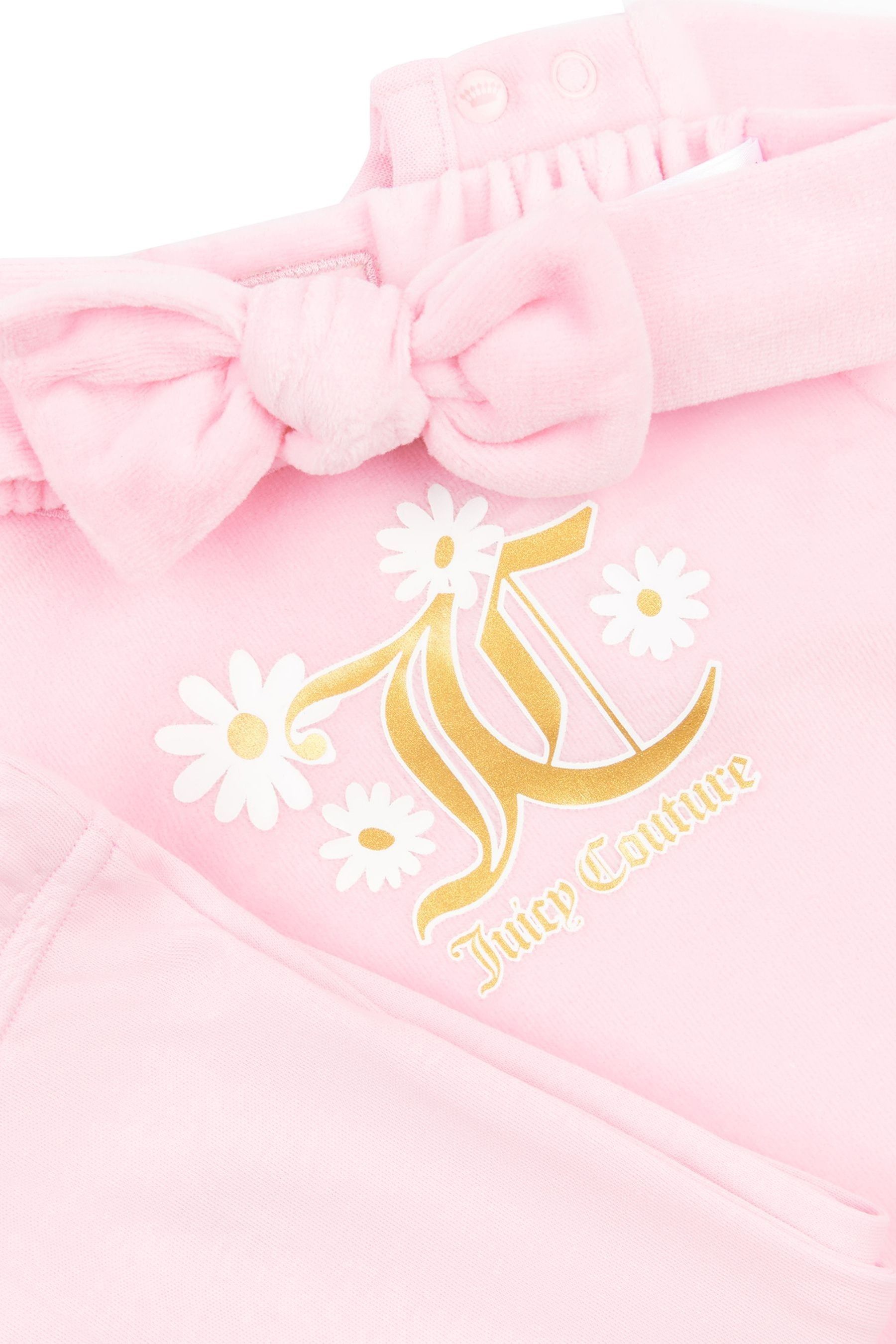 Juicy Couture Baby Pink Velour Dress Leggings And Bow Set