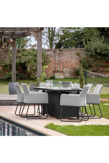 Gallery Home Slate Grey Garden Ashbourne 6 Seater Dining Set with Fire Pit