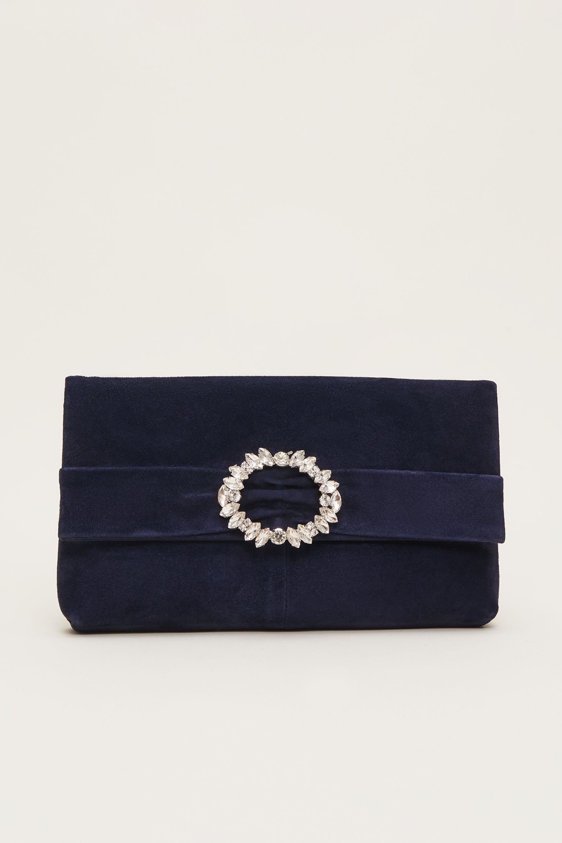 Navy embellished clutch bag outlet