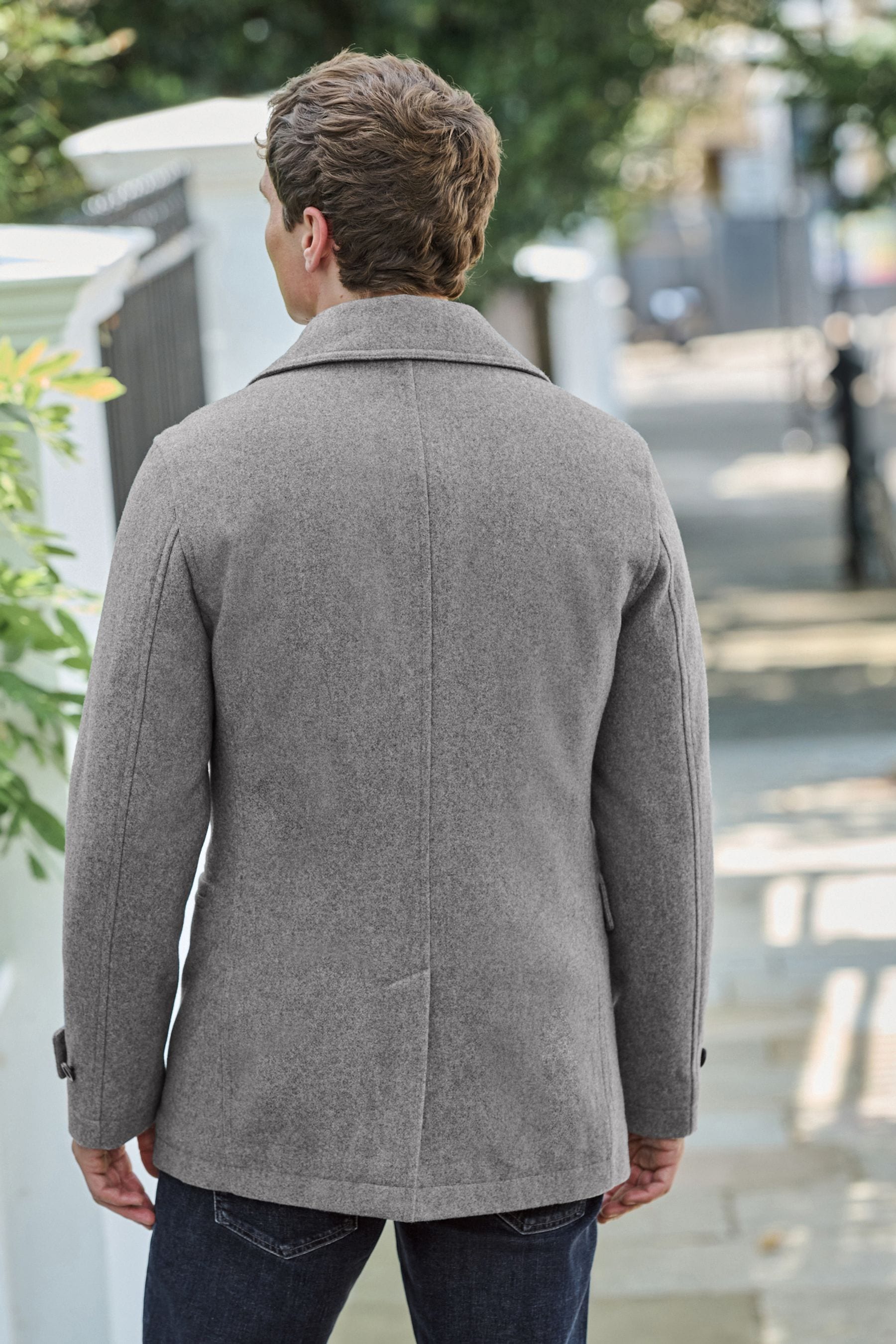 Light Grey Wool Rich Double Breasted Peacoat