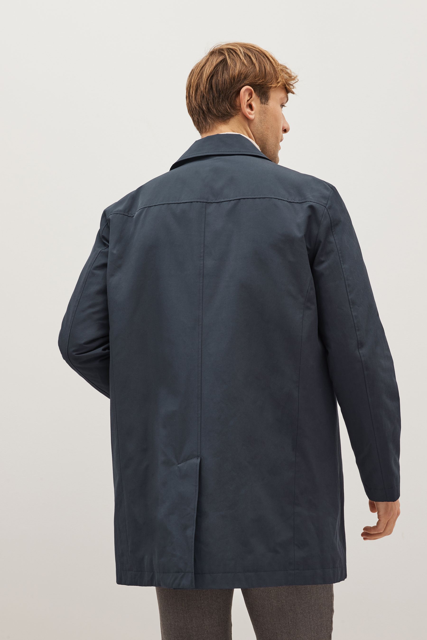 Navy Blue Shower Resistant Mac