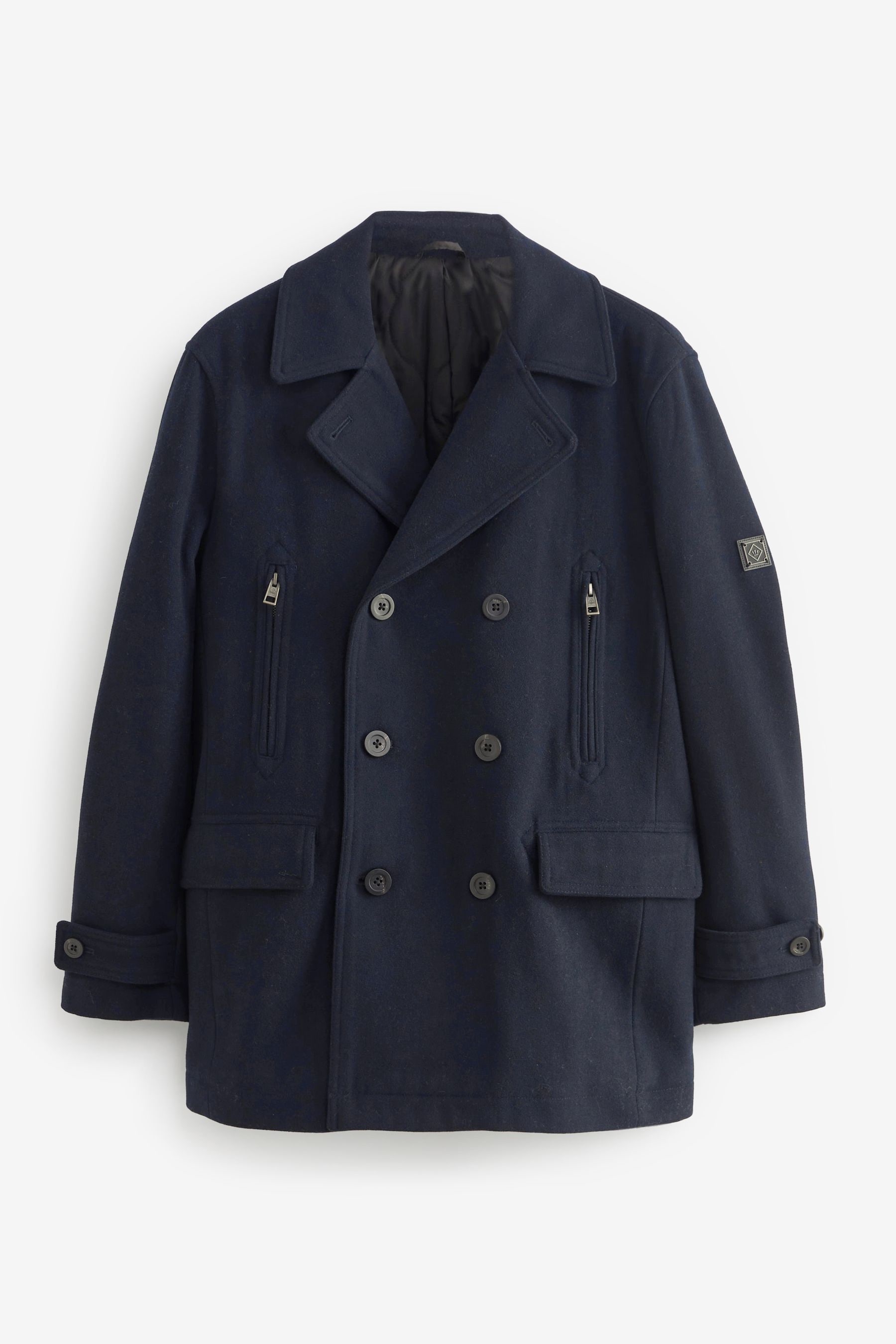 Buy Navy Blue Wool Rich Double Breasted Peacoat from the Next UK