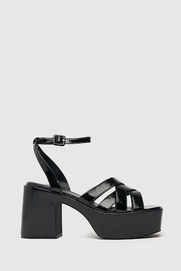 Schuh Sloane Black Strappy Platform Heels