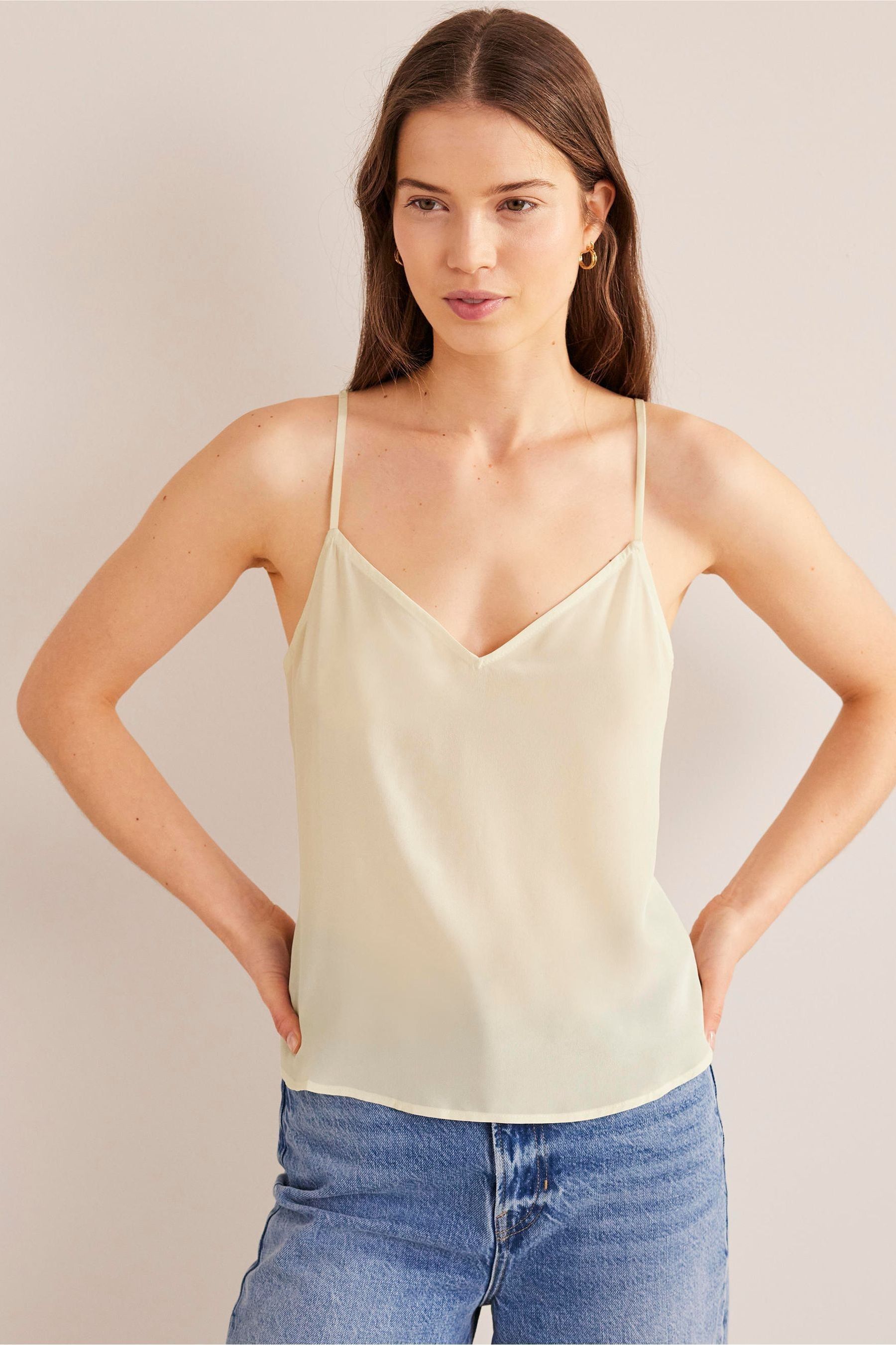 Silk white cami top deals