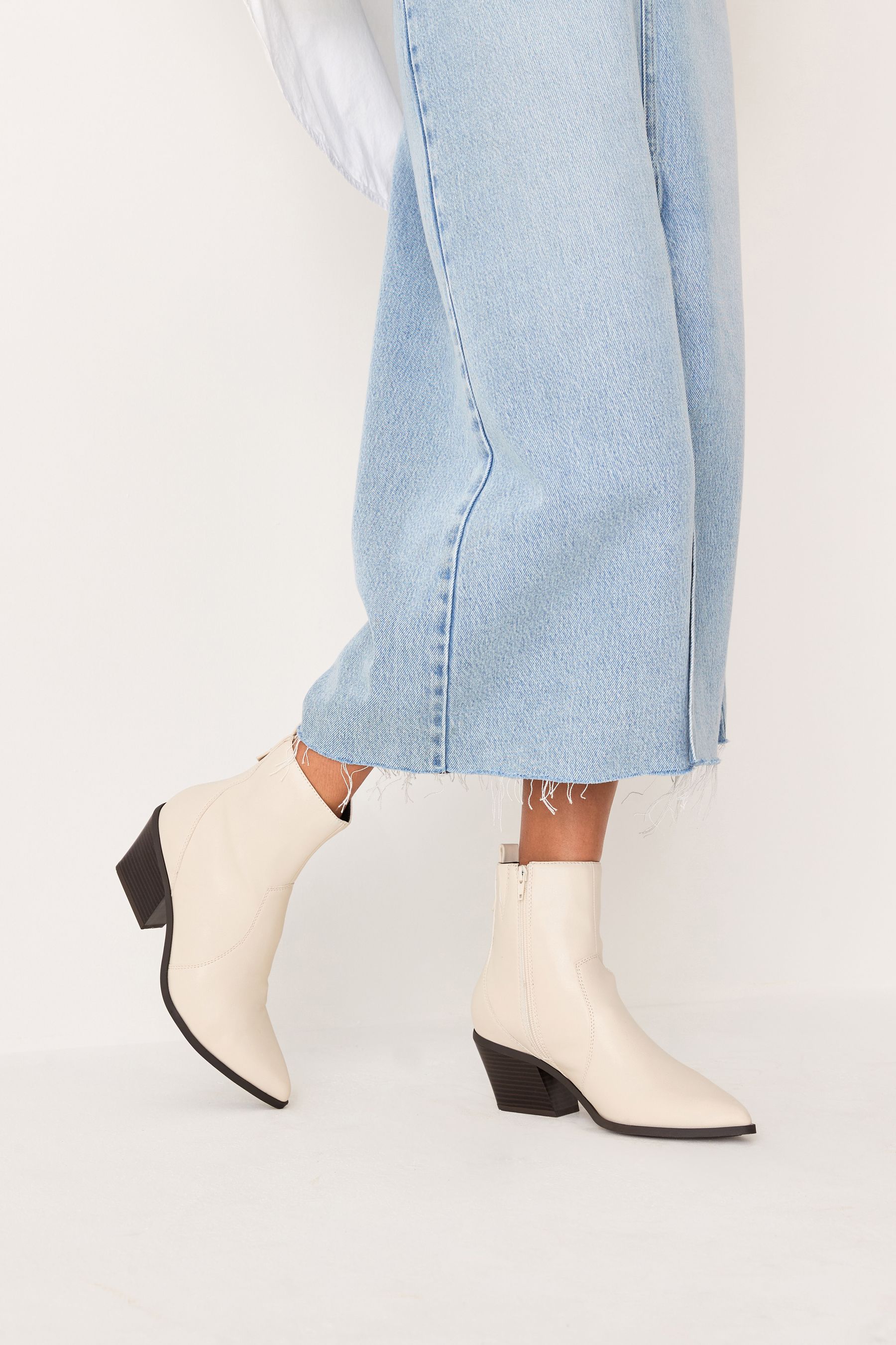 Bone White Forever Comfort Cowboy Western Ankle Boots