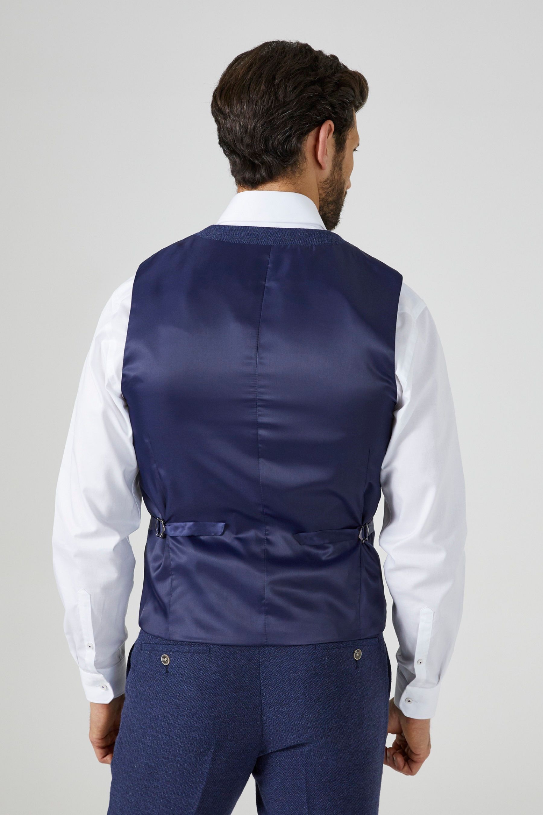 Buy Skopes Jude Navy Blue Tweed Suit Waistcoat from the Next UK