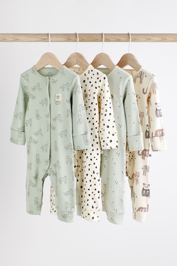Mint Green Baby Footless Rib Sleepsuits 4 Pack (0mths-3yrs)