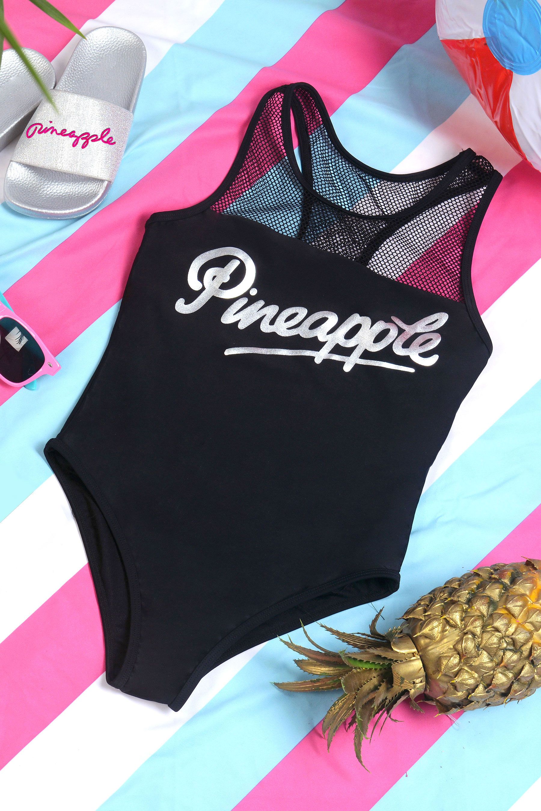 Buy Pineapple Girls Black Mesh Swimsuit from the Next UK online shop