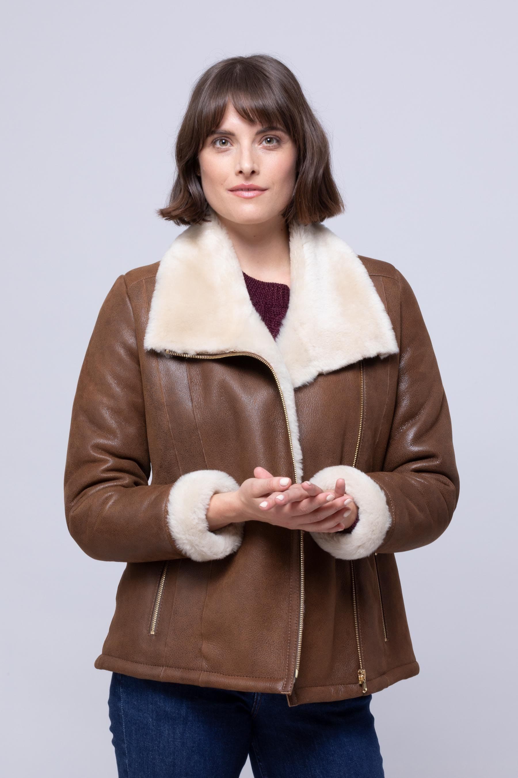 Buy Lakeland Leather Caramel Brown Allerdale Sheepskin Aviator