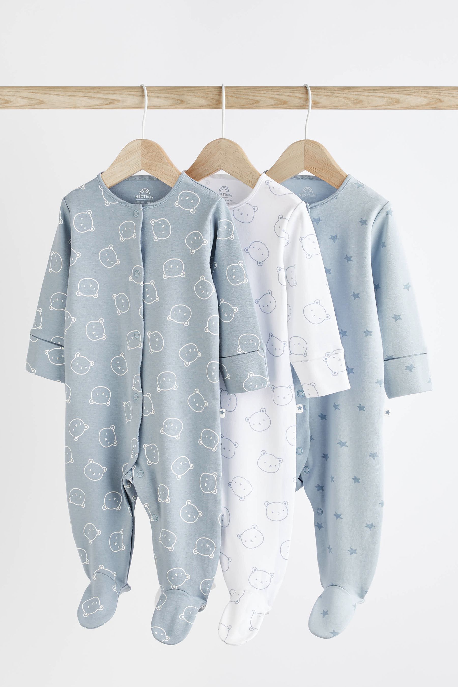 Baby blue hot sale sleepsuits