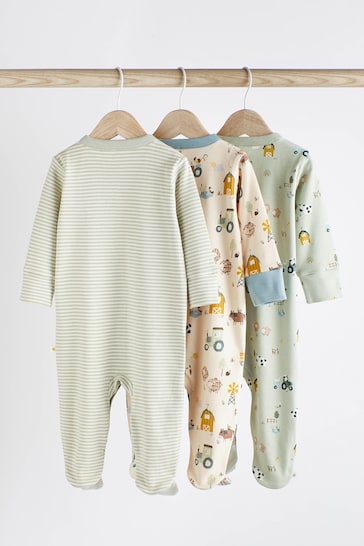 Mint Green Baby Sleepsuits 3 Pack (0-2yrs)