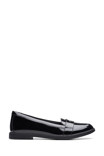 Clarks Black Multi Fit Patent Scala Loafer minimalista Shoes