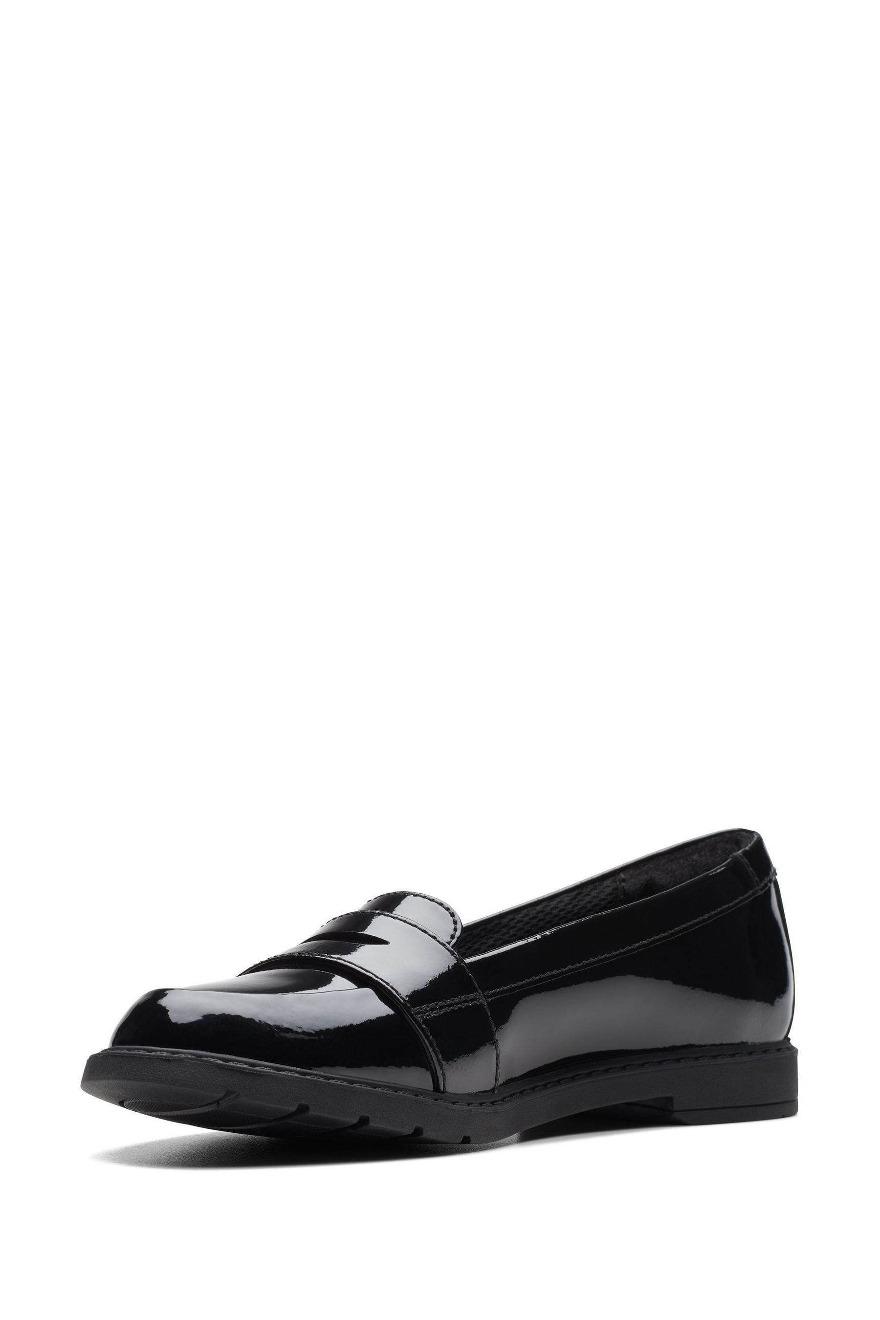 Clarks black patent loafers online