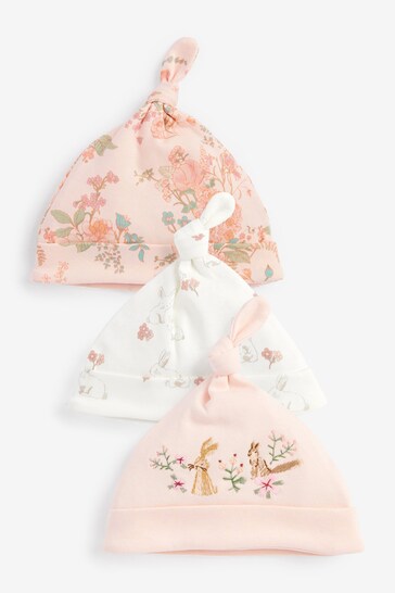Pink Bunny Baby Tie Top Hat Sweatshirts 3 Packs (0-18mths)