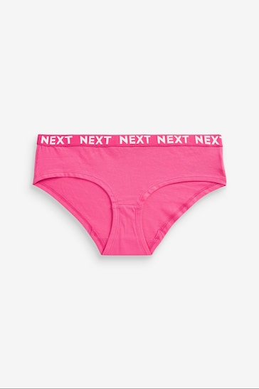 White/Blue/Green/Pink Short Cotton Rich Logo Knickers 4 Pack