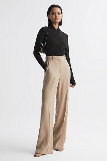 Buy Reiss Black Ellie Long Sleeve Cross-Over Top from the Next UK