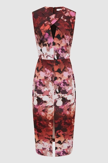 Reiss Berry Vega Floral Printed Bodycon Midi Dress