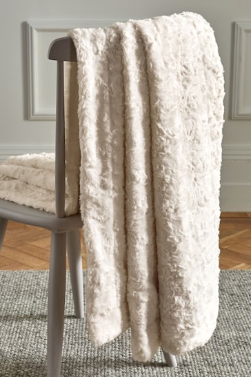 Ivory Natural Mila Cosy Textured Faux Fur Throw