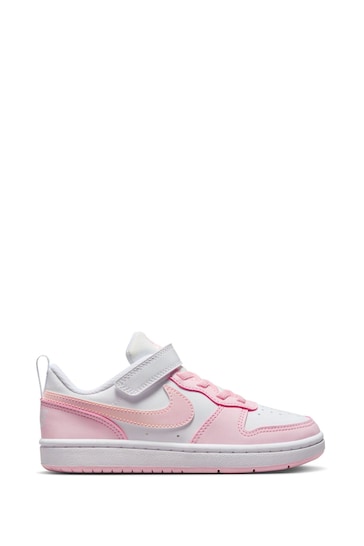 Nike White/Pink Junior Court Borough Low Recraft Trainers