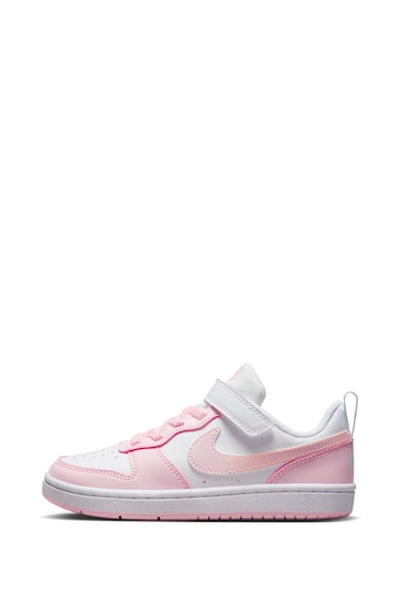 Nike White/Pink Junior Court Borough Low Recraft Trainers