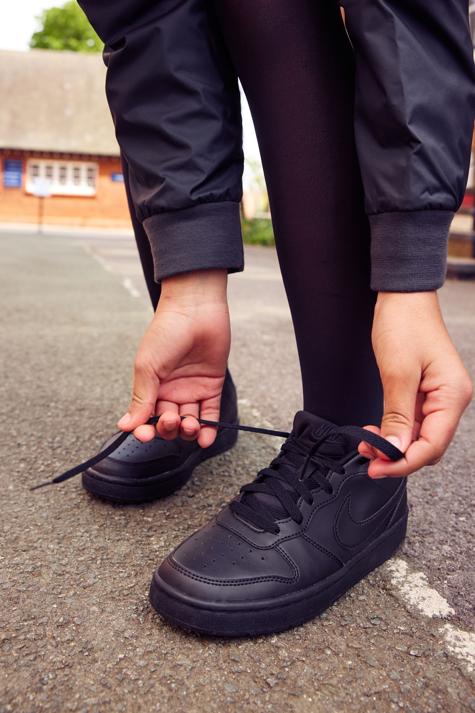 Buy Nike Black Youth Court Borough Low Recraft Trainers from the