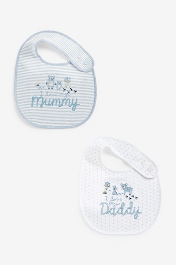 Blue Mummy/Daddy Baby Bibs 2 Pack