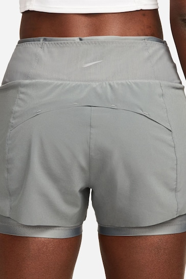 Nike Grey Dri-FIT Mid-Rise 3-inch 2-in-1 Running Shorts with Pockets