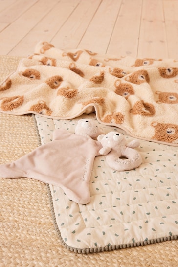 Caramel Brown Bear Baby Teddy Borg Fleece Blanket