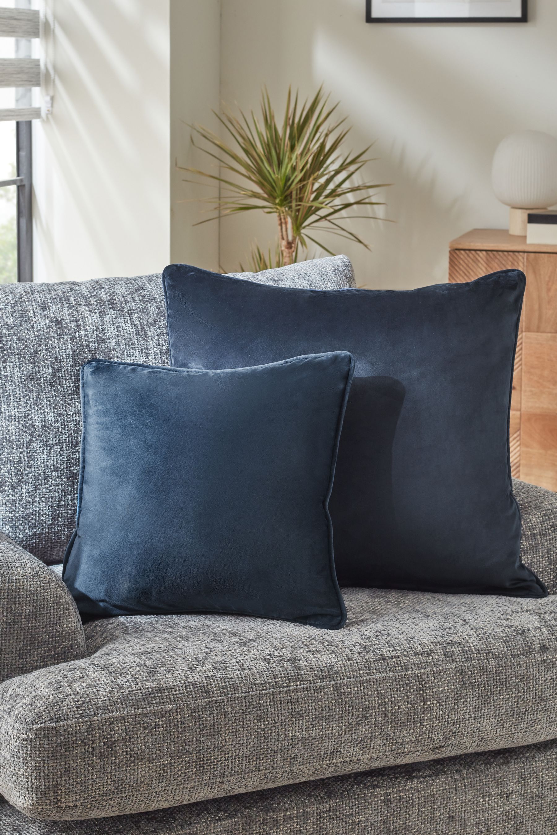 Large navy shop blue cushions