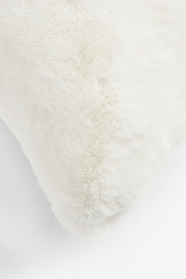 Ivory Soft To Touch Plush 50 x 50cm Faux Fur Cushion