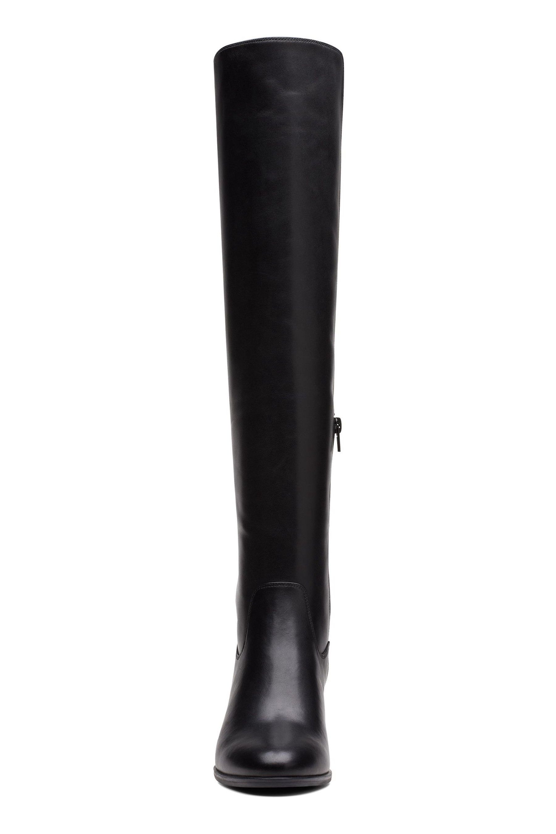 Black leather stretch boots top