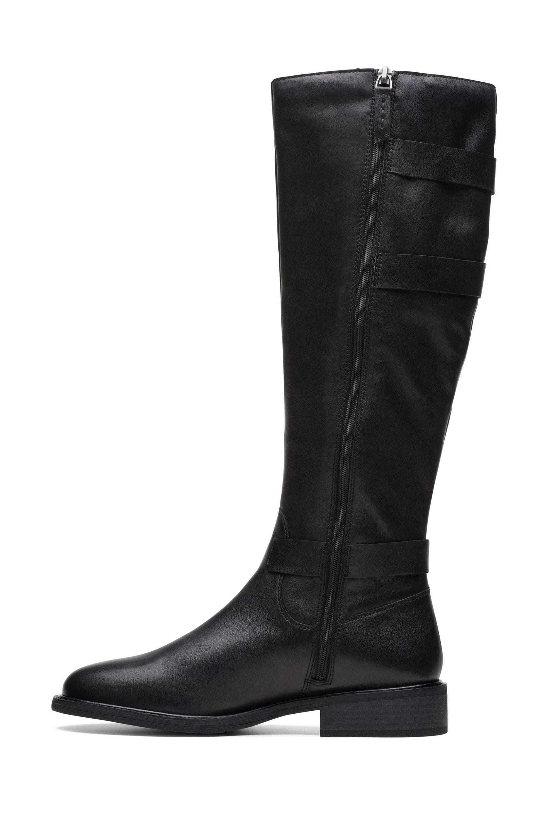 Clarks black leather hotsell knee high boots