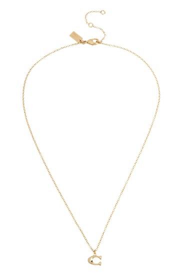 COACH Gold Tone Signature C Starter Necklace