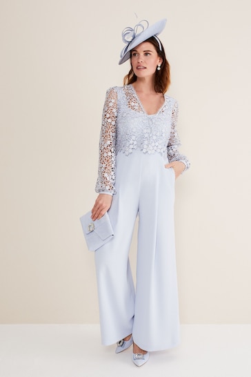 Phase Eight Blue Mariposa Lace Jumpsuit