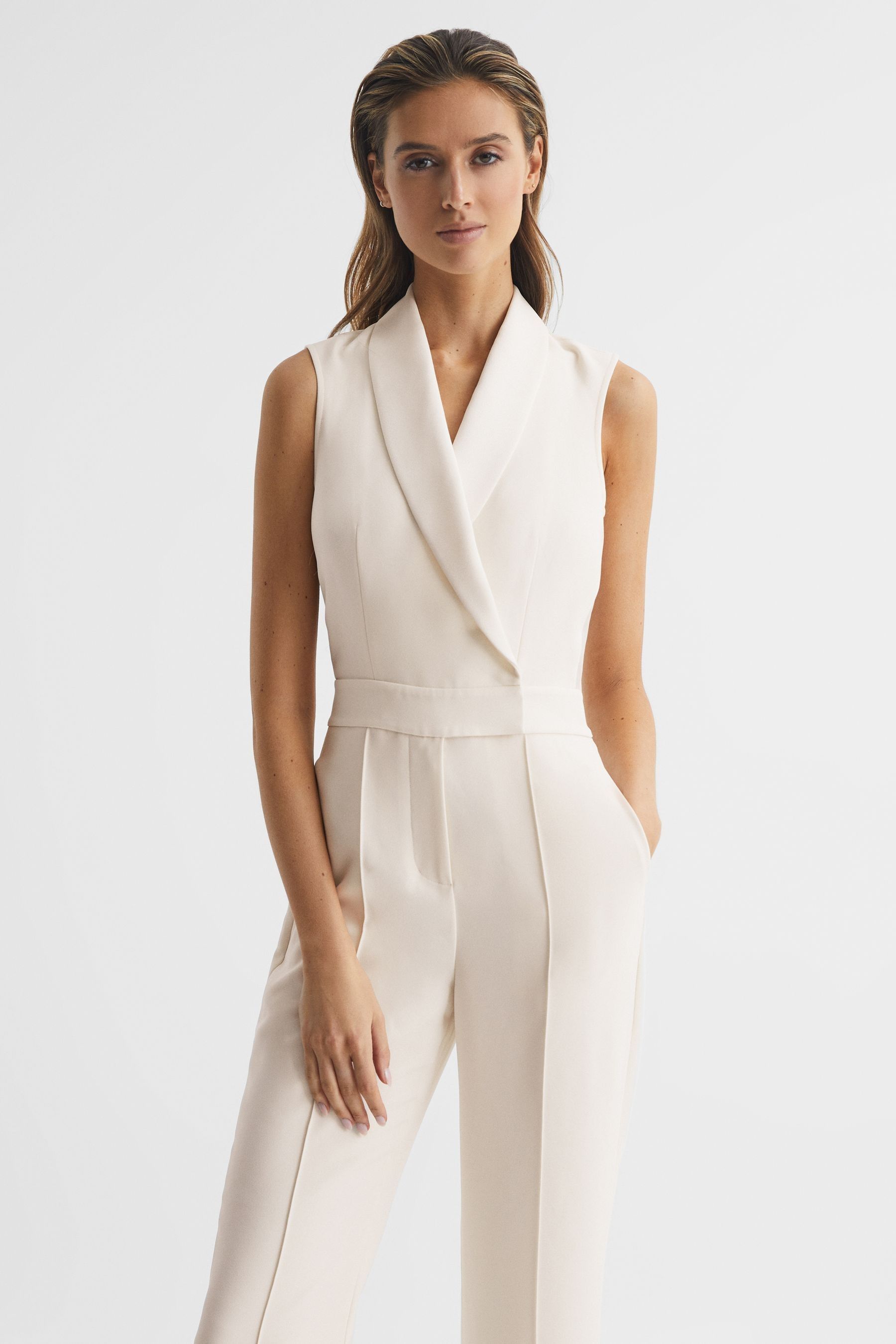 Buy Reiss Ivory Dani Petite Tuxedo Jumpsuit from the Next UK online shop