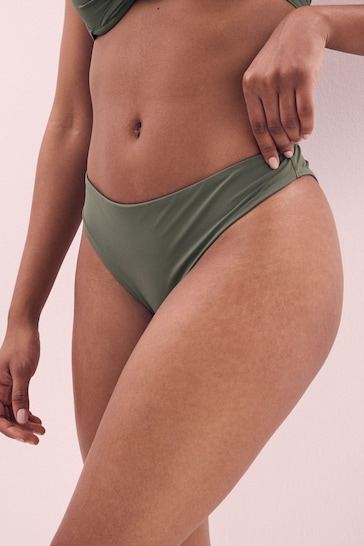 Khaki Green High Leg Bikini Bottoms