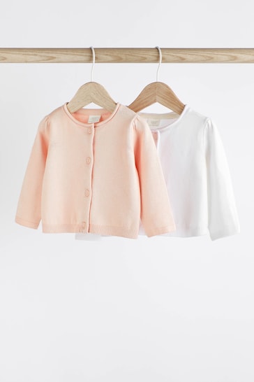 White/Pink Baby Cardigans 2 Pack (0mths-3yrs)
