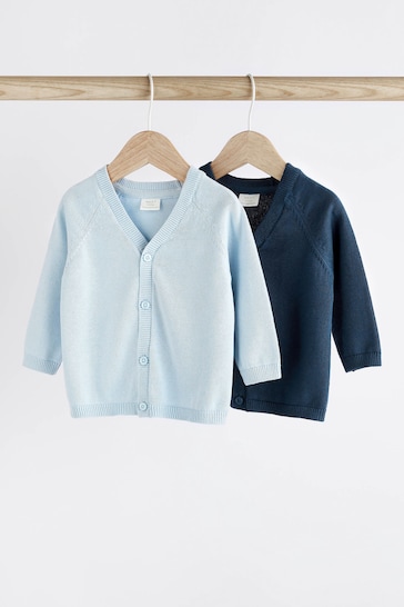 Blue & Navy Baby Lightweight Knitted Cardigans 2 Packs (0mths-3yrs)